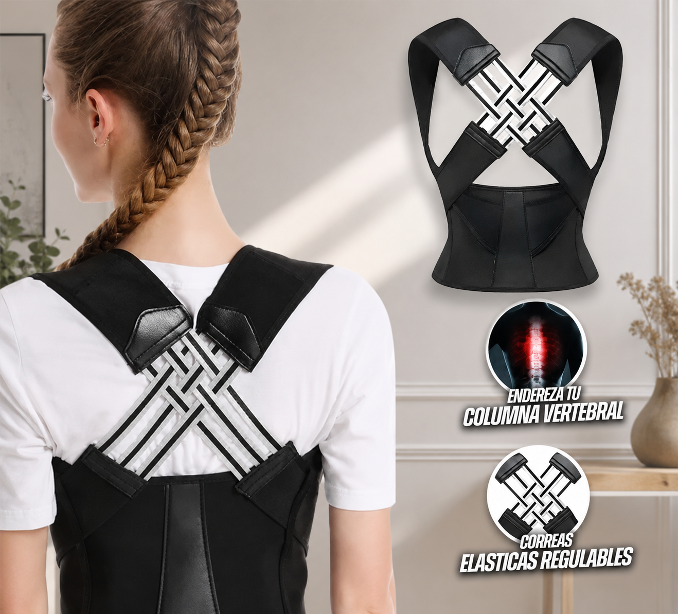 Corrector de Postura Flex Ajustable Unisex – Soporte para Espalda, Hombros y Lumbar